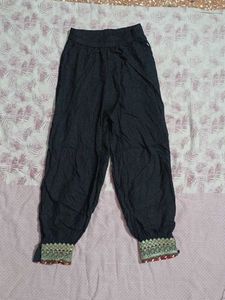 Stylish Black Palazzos with Embellished Cuff