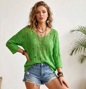 🎁Y2k Distressed Green Knitted Top O