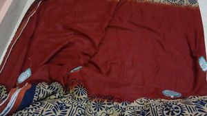 Maroon Saree with Block Print