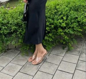 Clear Block Heel Mules
