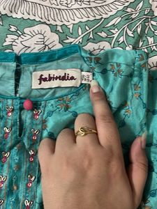 Beautiful Teal Kurta with Metallic Print