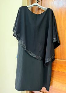 Elegant Black Sequin Overlay Dress