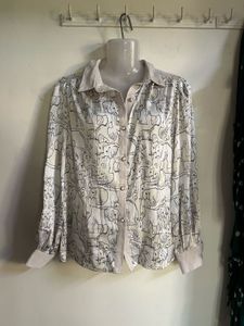 Cute Elephant Print Button-Up Shirt