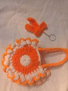 Handmade Crochet Pouch &amp; Keychain💥 Set