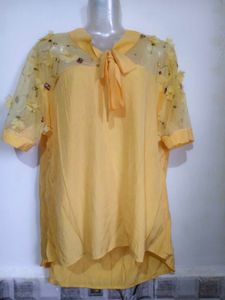 🔥BUY 1, GET 1 FREE🔥Yellow Floral Embellished Top