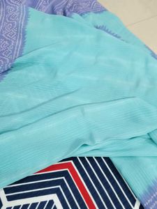 Beautiful Teal Saree with Bandhani Print