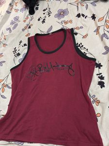 Maroon Tank Top with Floral Graphic