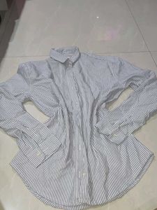 Classic Grey and White Striped Button-Up Shirt