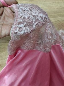Pink Satin &amp; Lace Cami with see through bust