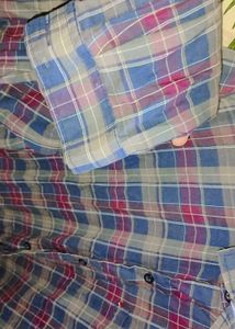 Men's Blue Plaid Casual Shirt