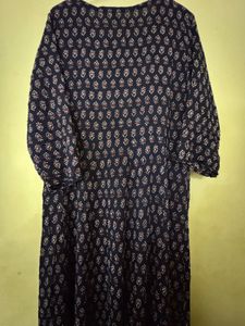 Navy Blue Printed Kurta