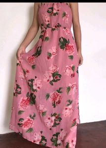 SASSAFRAS Dusty Pink Floral Maxi Dress