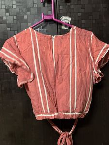 Striped Wrap Style Crop Top