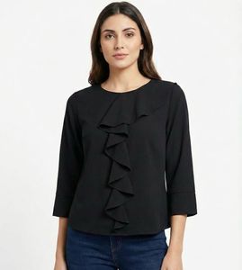 Elegant Black Ruffle Top