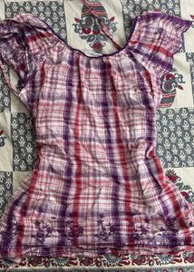 Cute Plaid Button-Up Top