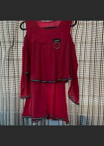 Red Shoulder Cut Top