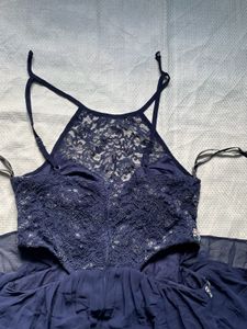 Navy Blue Lace &amp; Embellished Dress