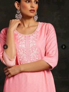 Libas Floral Embroidered Dobby Straight Kurta