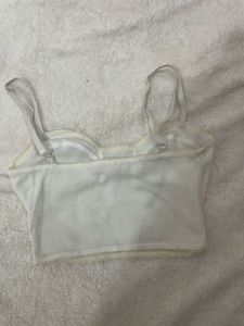 White Ribbed Cropped Top