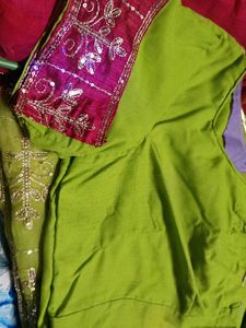 Green pink saree with blouse 44 inch Android