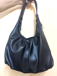 Chic Black Faux Leather Hobo Bag