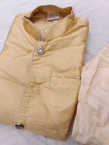 Golden Brocade Kurta Pajama Set