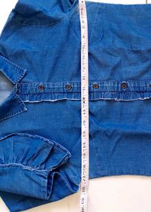Denim Shirt 🌈 With Ruffle Sleeve