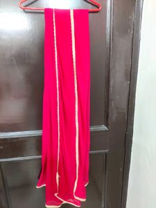 Red Dupatta with Golden Border✨