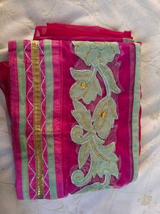 Vibrant Magenta Embroidered Saree