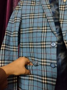 Boys Blue Striped Coat
