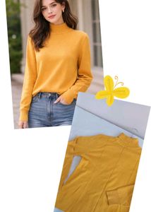 Mustard Yellow Knit Turtleneck Sweater