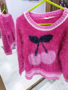 Cite Girls Pink Soft Fur Sweater
