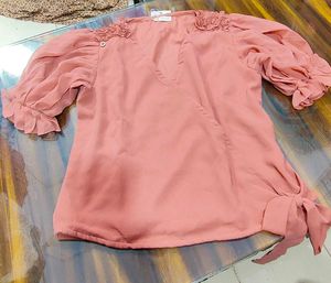 Stylish Peach Wrap Top