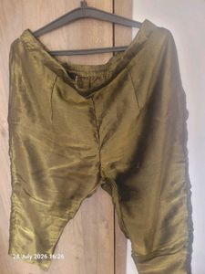 Shimmering Olive Green Palazo with pocket