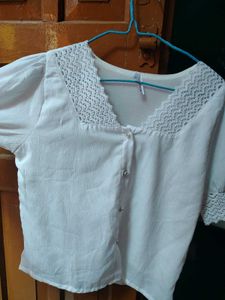 Chic White Puff Sleeve Square Neck Top
