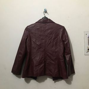 Boxy Fit Maroon Pure Leather Jacket