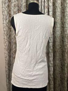 White Ribbed Sleeveless Camisole Top