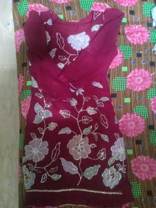 Maroon Floral Kurta Set