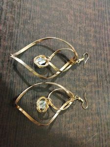 Unique Gold-Tone Dangle Earrings with Crystal