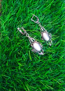 Pure Silver Real Cateye Stone Imported Earrings