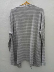 XXL Grey Striped Cardigan Tank Top