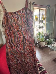 Retro Abstract Print Ruffle Mini Dress