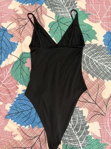 H&amp;M black rose Embroidered Bodysuit