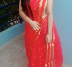 Transparent Red Saree