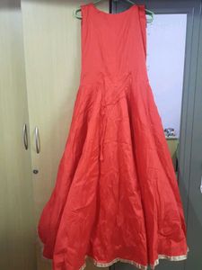 Vibrant Orange Floral Embroidered Maxi Dress