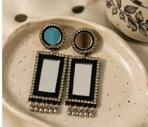 Mirror Work Rectangle Earrings