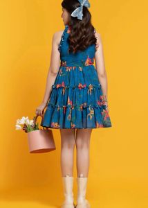 Blue Floral Tiered Mini Dress