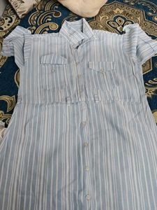 Striped Button-Down Shirt Dress