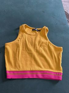 Yellow Ribbed Crop Top