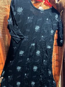 Floral Print Black Kurti